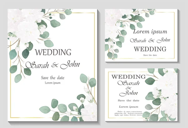 Wedding Invitation Card Floral Background Vector Illustration — Stockvektor