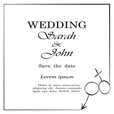 wedding invitation card with floral frame. vector illustration