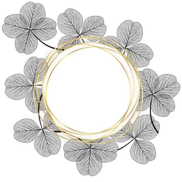 Vector Illustration Wreath Leaves Flowers — Archivo Imágenes Vectoriales