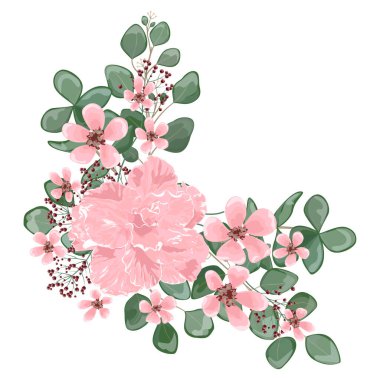 Yapraklı güzel çiçek yapraklarının vektör çizimi, botanik arka plan