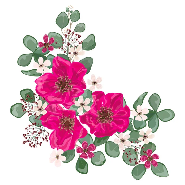 Mooi Bloemmotief Met Bloemen Bladeren Vector Illustratie — Stockvector