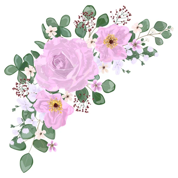 Smukke Blomster Med Blade Vektor Illustration – Stock-vektor