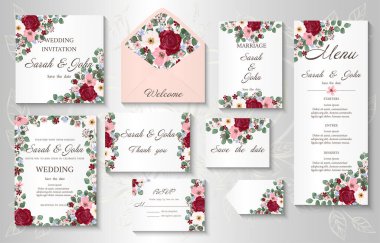 Çiçekli düğün davetiyesi.