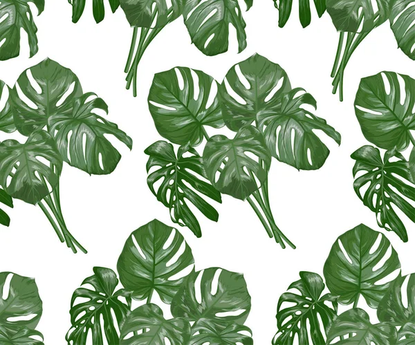 Бесшовный Узор Тропическими Листьями Акварель — стоковый вектор