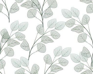 Elle çizilmiş yapraklarla kusursuz desen. vektör illüstrasyonu.