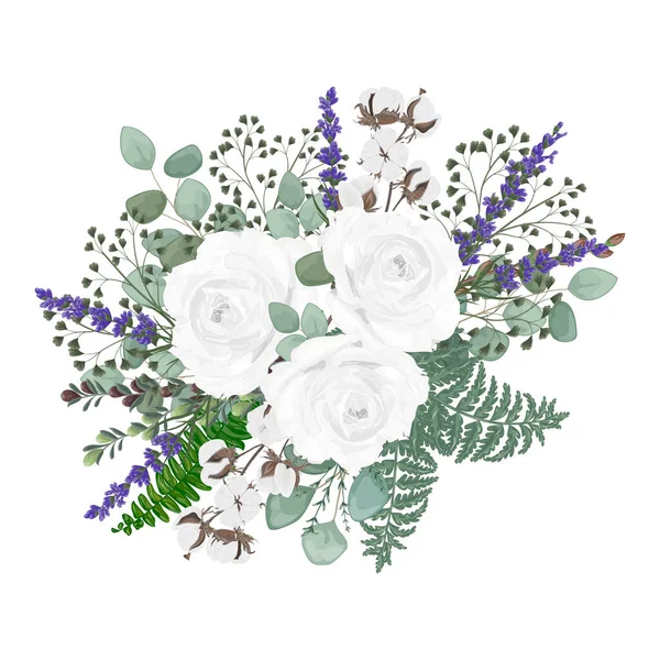 Akvarel Květinový Věnec Květinami Listy — Stockový vektor