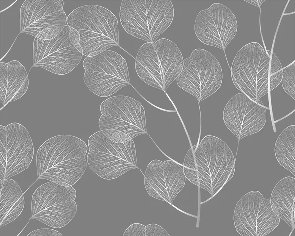 Nahtloses Muster Mit Handgezeichneten Blättern Vektorillustration — Stockvektor
