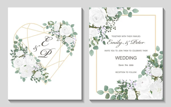 Wedding Invitation Card Floral Pattern Vector Illustration — Stockový vektor