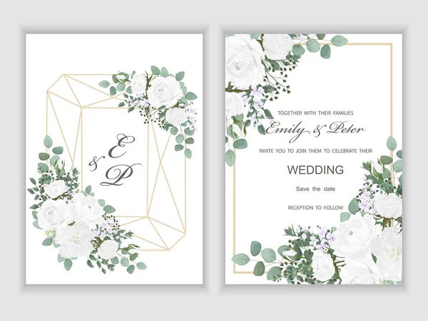 Hochzeitseinladungskarte Mit Blumenmuster Vektorillustration — Stockvektor