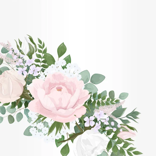Beautiful Floral Pattern Watercolor Roses Leaves Vector Illustration — Vetor de Stock