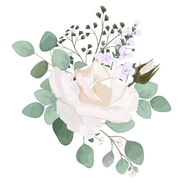 バラや葉で水彩の花柄 手描きイラスト — ストックベクタ