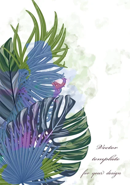 Tropical Leaves Watercolor Illustration — Image vectorielle