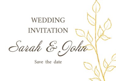 Çiçekli düğün davetiyesi. vektör illüstrasyonu