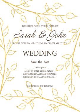 Çiçek desenli düğün davetiyesi. vektör illüstrasyonu