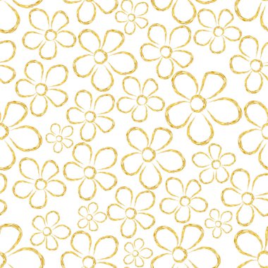 Çiçeklerle kusursuz desen. El çizimi vektör illüstrasyonu.