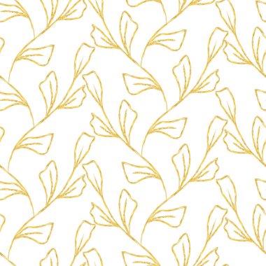 Elle çizilmiş yapraklarla kusursuz desen. vektör illüstrasyonu