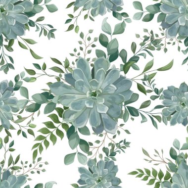 Suluboya çiçekleri ve yaprakları olan kusursuz bir desen. el çizimi resimleme.