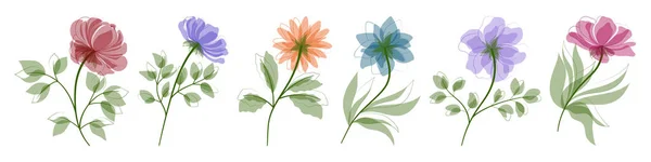 Aquarell Blumenset Vorhanden Handgezeichnete Illustration — Stockvektor