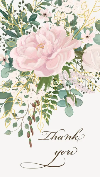 Beautiful Wedding Invitation Card Watercolor Floral Butterfly — Vector de stock