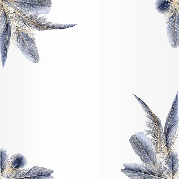Watercolor Floral Pattern Feathers Leaves Branches — Vector de stock