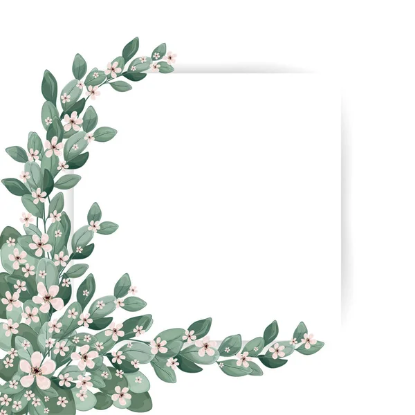 Watercolor Floral Frame Green Leaves Branches Vector Illustration — Archivo Imágenes Vectoriales