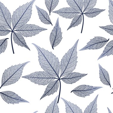 Elle çizilmiş yapraklarla kusursuz desen. vektör illüstrasyonu.