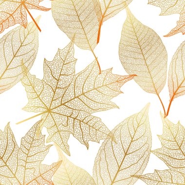 Sonbahar yapraklarıyla kusursuz desen. Vektör illüstrasyonu