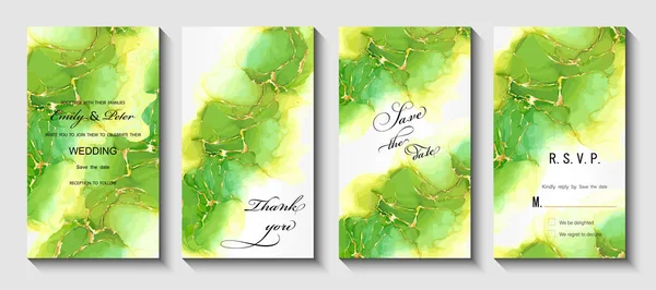 Conjunto Banners Aquarela Com Folhas Abstratas Ilustração Vetorial — Vetor de Stock