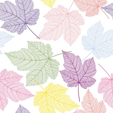 Elle çizilmiş yaprakları olan kusursuz vektör deseni. Çiçek arkaplanı, sonbahar yaprağı, duvar kağıdı, ağ tasarımı,