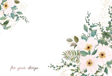 Çiçek ve yapraklı suluboya desen.