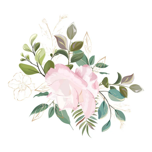 Watercolor Floral Pattern Flowers Leaves Buds Branches Hand Drawn Illustration — ストックベクタ