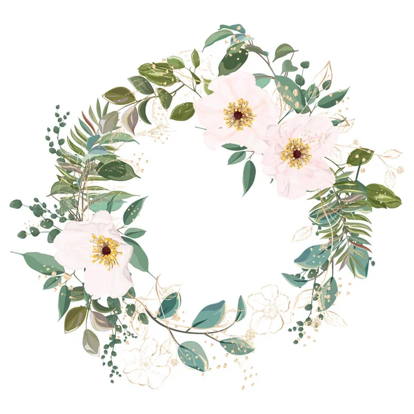 Akvarell Virágkeret Virágokkal Levelekkel Kézzel Rajzolt Illusztráció — Stock Vector