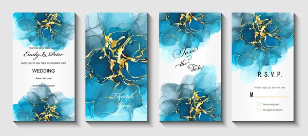 Set Cards Watercolor Flowers Leaves Vector Illustration — Stockvektor