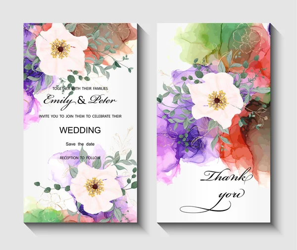 Wedding Invitation Cards Floral Card — Διανυσματικό Αρχείο