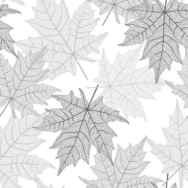 Elle çizilmiş yapraklarla kusursuz desen. vektör illüstrasyonu.