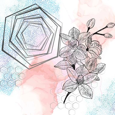 El çizimi çiçek elementleri. vektör illüstrasyonu.