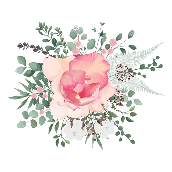 Akvarel Květinový Vzor Růžemi Listy Ručně Kreslená Ilustrace — Stockový vektor