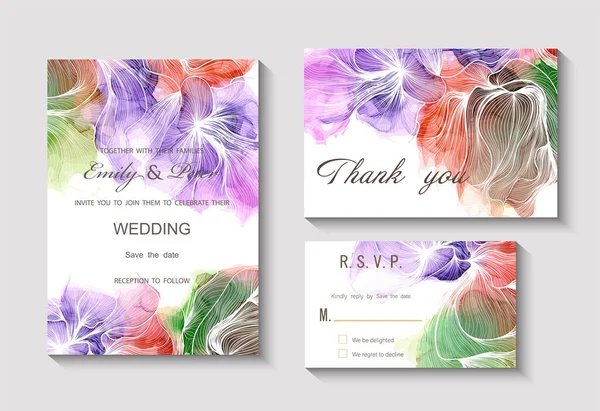 Set Business Cards Abstract Flowers Vector Illustration — Vetor de Stock