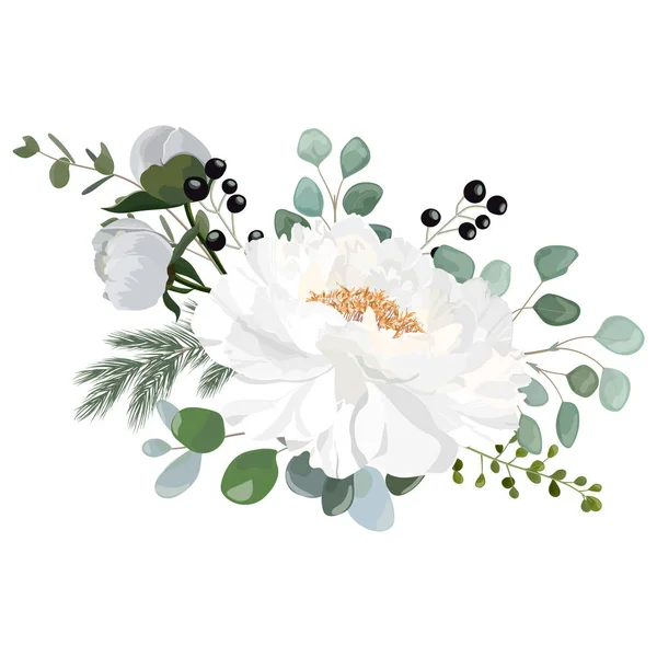 Beautiful Floral Pattern Watercolor Flowers Leaves Vector Illustration — Διανυσματικό Αρχείο