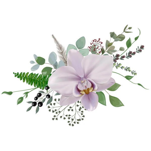 Belo Padrão Floral Com Flores Folhas Ilustração Vetorial —  Vetores de Stock