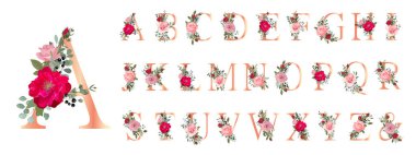 Floral Alphabet. Wedding invitations, greeting card, birthdaybe, logo, poster other ideas. Vector illustration.