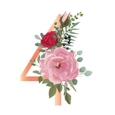 Çiçek alfabesi. Düğün davetiyeleri, tebrik kartları, doğum günü kartı, logo, poster diğer fikirler. Vektör illüstrasyonu.