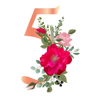 Floral Alphabet. Wedding invitations, greeting card, birthdaybe, logo, poster other ideas. Vector illustration.