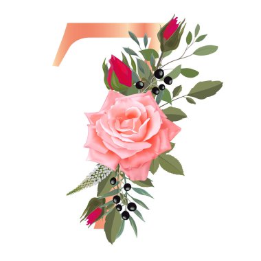 Çiçek alfabesi. Düğün davetiyeleri, tebrik kartları, doğum günü kartı, logo, poster diğer fikirler. Vektör illüstrasyonu.