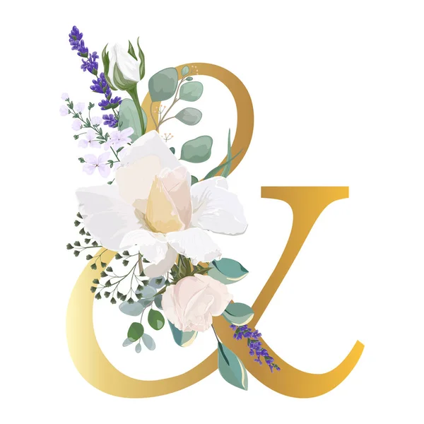 Floral Alphabet Wedding Invitations Greeting Card Birthday Logo Poster Other — Stock vektor