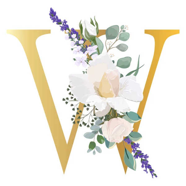 Floral Alphabet Wedding Invitations Greeting Card Birthday Logo Poster Other — 스톡 벡터