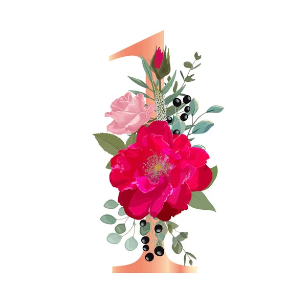 Florales Alphabet Hochzeitseinladungen Grußkarte Geburtstagskarte Logo Poster Andere Ideen Vektorillustration — Stockvektor