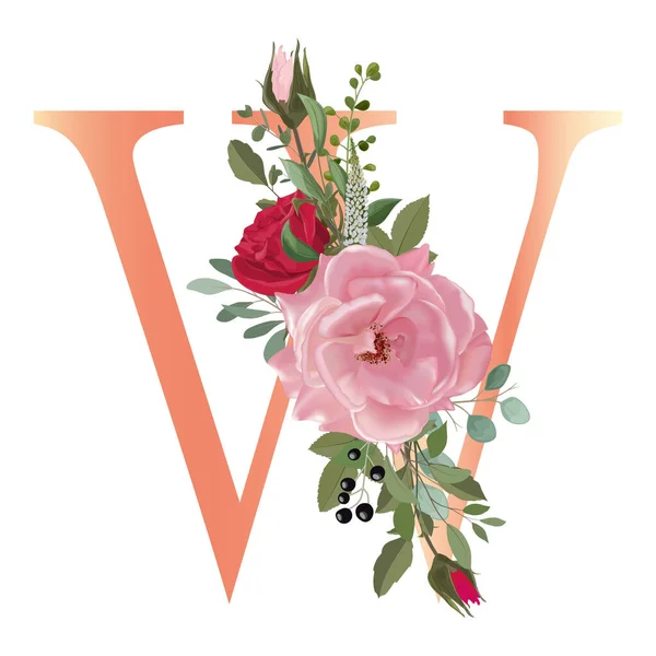 Floral Alphabet Wedding Invitations Greeting Card Birthdaybe Logo Poster Other — Stock vektor