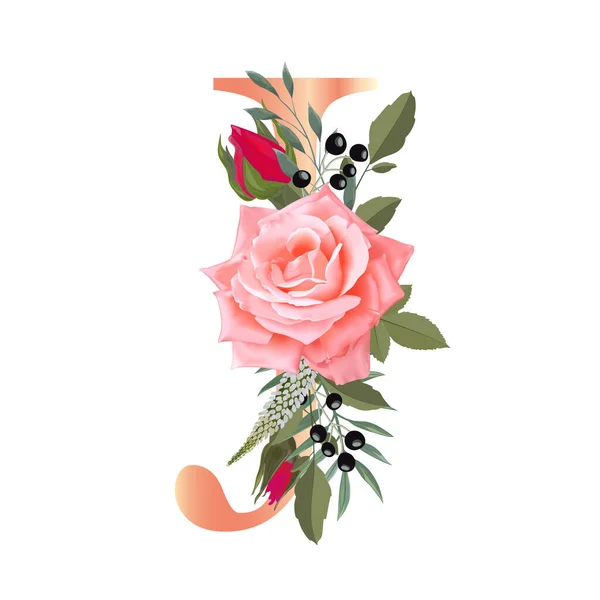 Floral Alphabet Wedding Invitations Greeting Card Birthdaybe Logo Poster Other — ストックベクタ