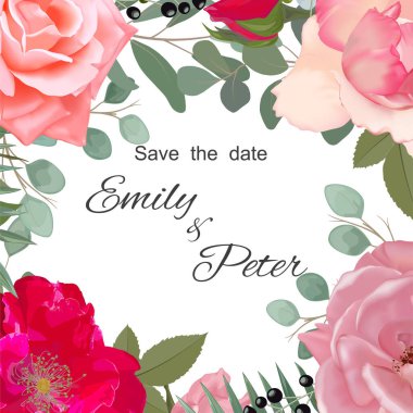 Şakayık, şakayık, çiçek desenli çiçek desenleri, beyaz arka planda yapraklar, vektör illüstrasyonu